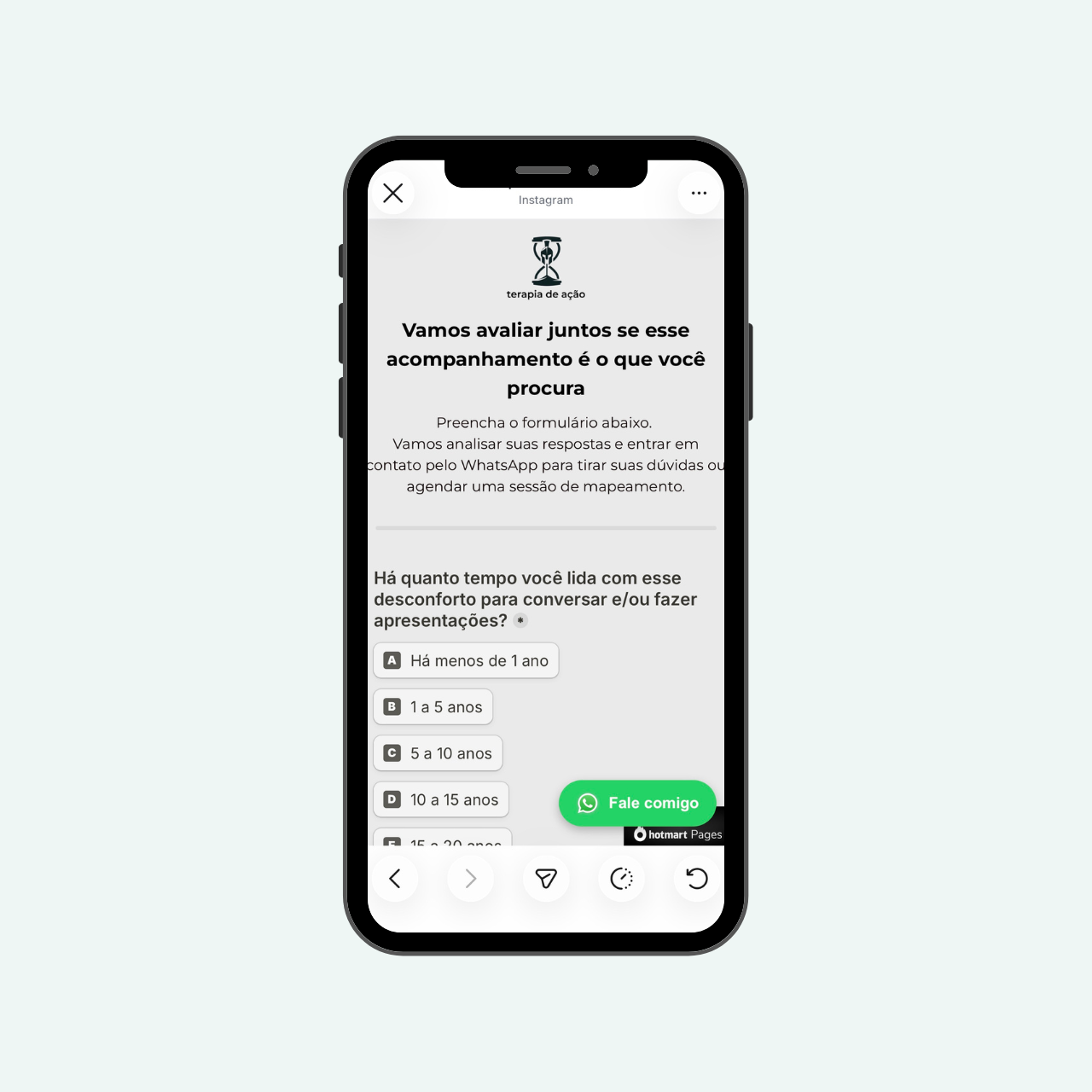 Celular exibindo o formulário de agendamento